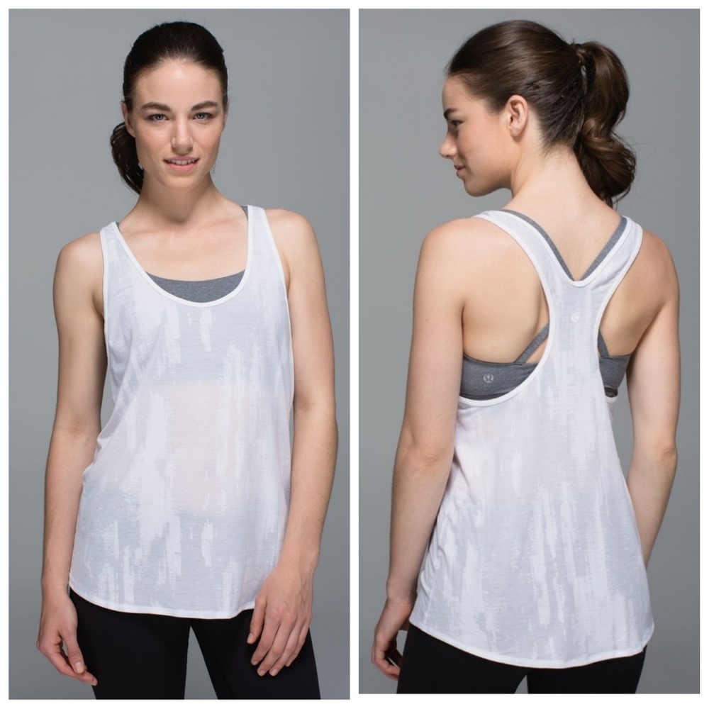 Lululemon Om Racerback Tank Nightsky Burnout White - Picture 1 of 5